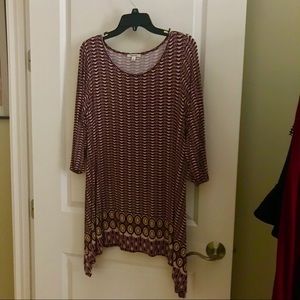 Multi color tunic. Reds/brown/beige